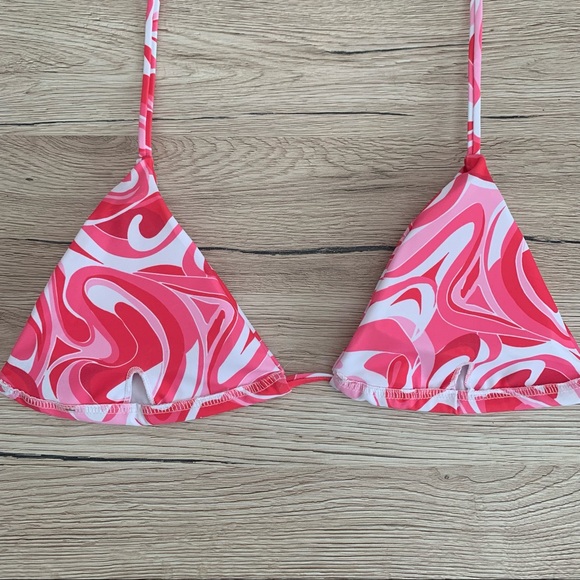 2/$16 pink swirl triangle tie back bikini top - Picture 2 of 4